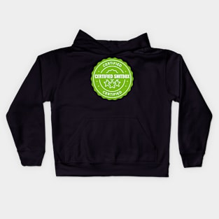 Certified Shitbox - Green Label With Stars And White Text Circle Design Kids Hoodie